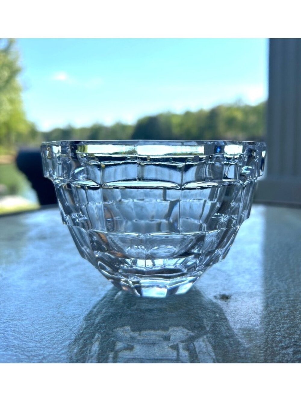 Kosta Boda Faceted Clear Glass Decorative Bowl Small 4.25" x 3" Cubist Geometric
